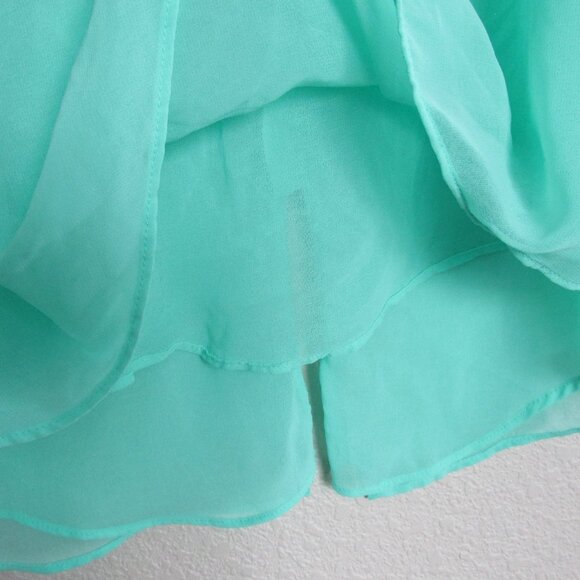 Mine Sleeveless Sheer Blouse Womens Small Green Button Up Back Shirt Top - Picture 6 of 9